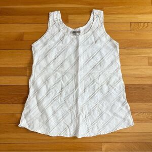 FLAX White 100% Linen Sleeveless Tank Summer Lagenlook Sundress Tunic Large